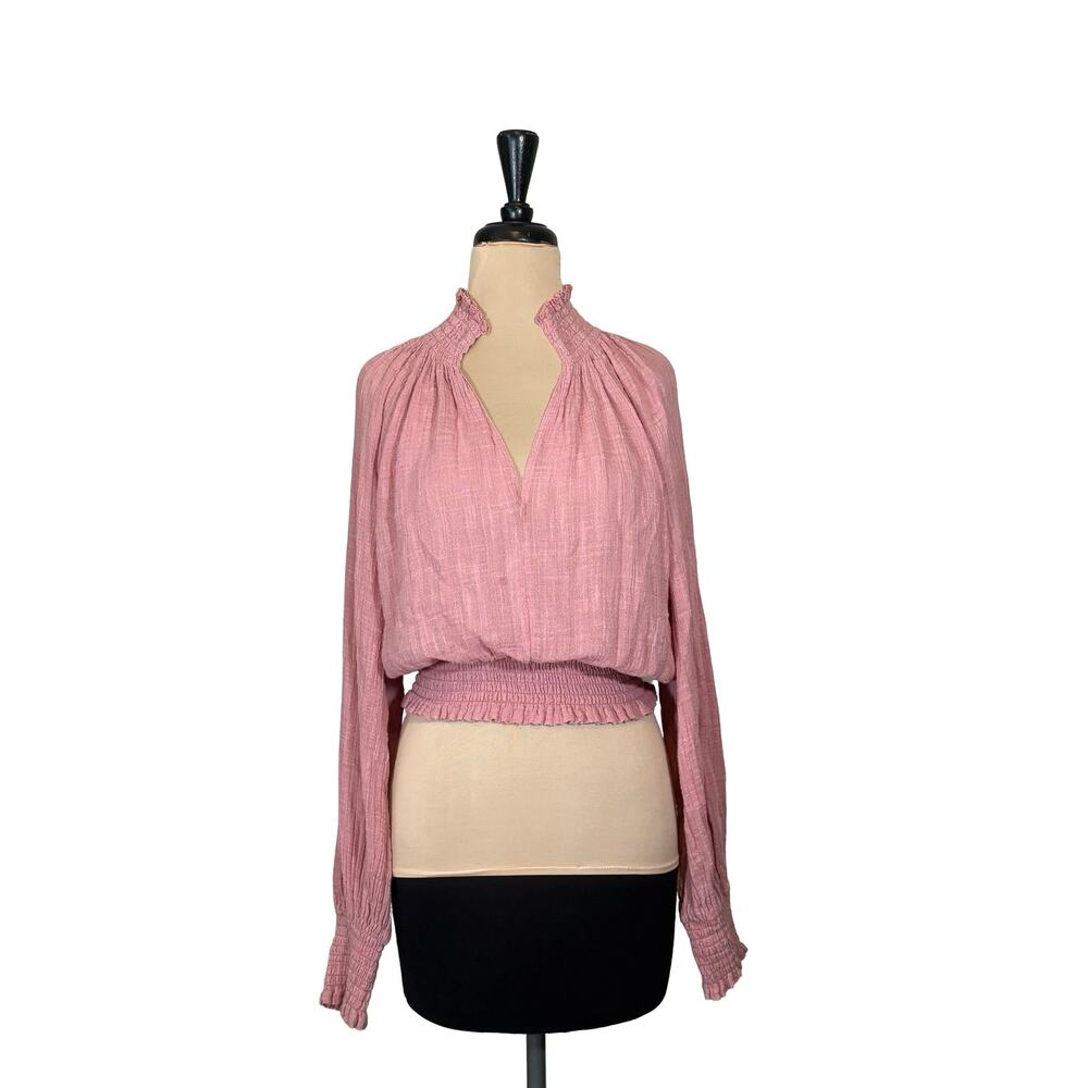 Free People FP One Smocked Top Women S Washed Mauve Gauze Boho